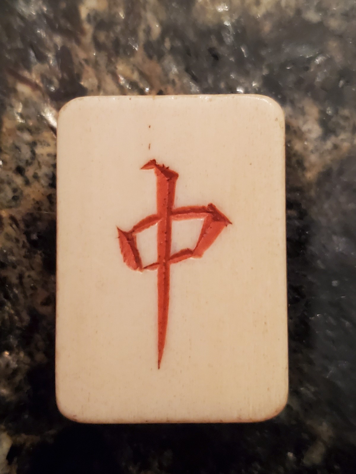 Vtg 1920s Bone&Bamboo Mahjong Replacement Tiles Lot of 4 (Craks & Red Dragon)