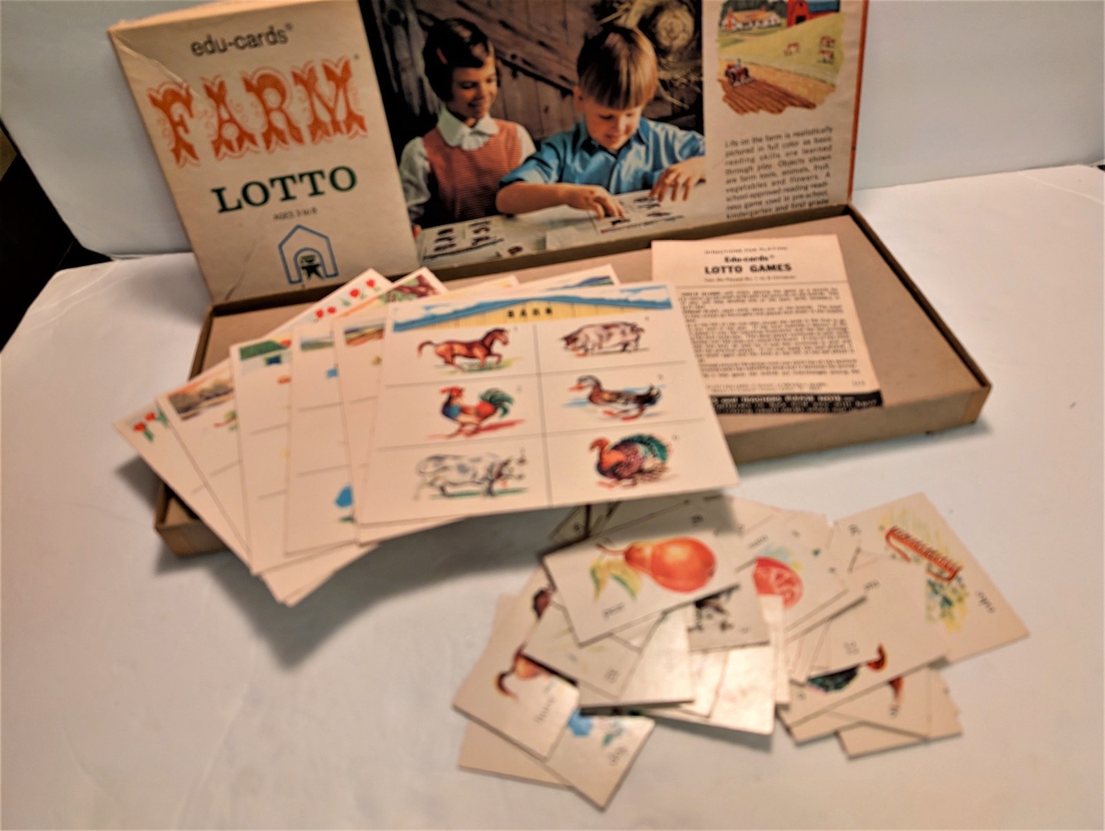 vtg 1970 FARM LOTTO GAME Eud-Games 1-6 players Ages 3-8 Instructions Made in USA