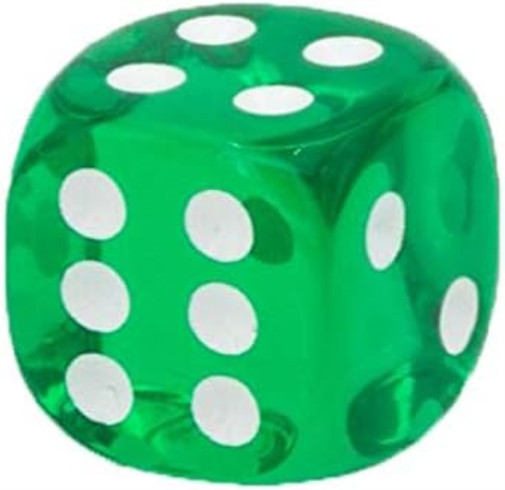 Chessex Says: D6 CHX23805 12mm Translucent Green/White (36)