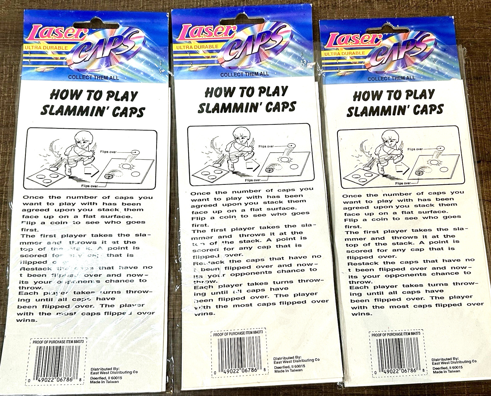Vintage Laser Caps 90s Pogs Sealed Pack Holographic 3 Packs of 8 (24 Total Pogs)