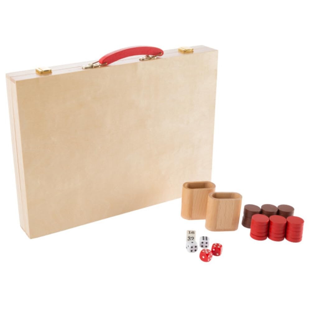 Wood Backgammon Board Game – Complete Set with Folding 15×22 inches, Brown