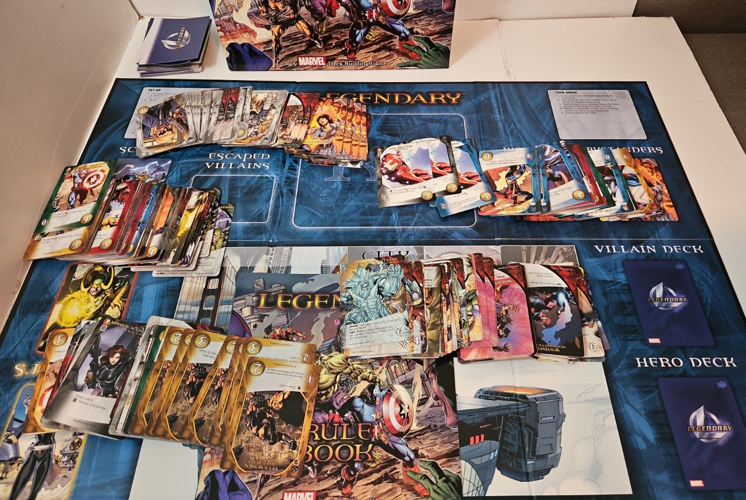 Legendary: A Marvel Deck Building Game base game with 500 cards used Original V