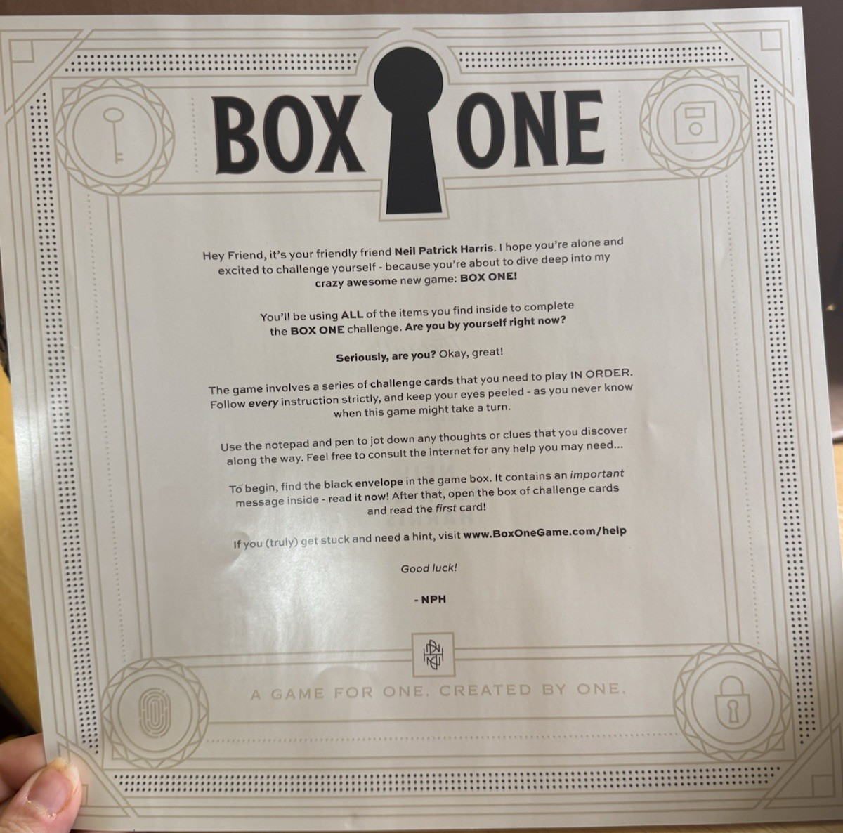 BOX ONE by Neil Patrick Harris Strategy Game