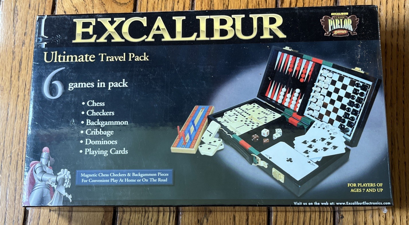 Excalibur 6 in 1 Ultimate Travel Game Set Gift Magnetic Pieces Chess Dominos New