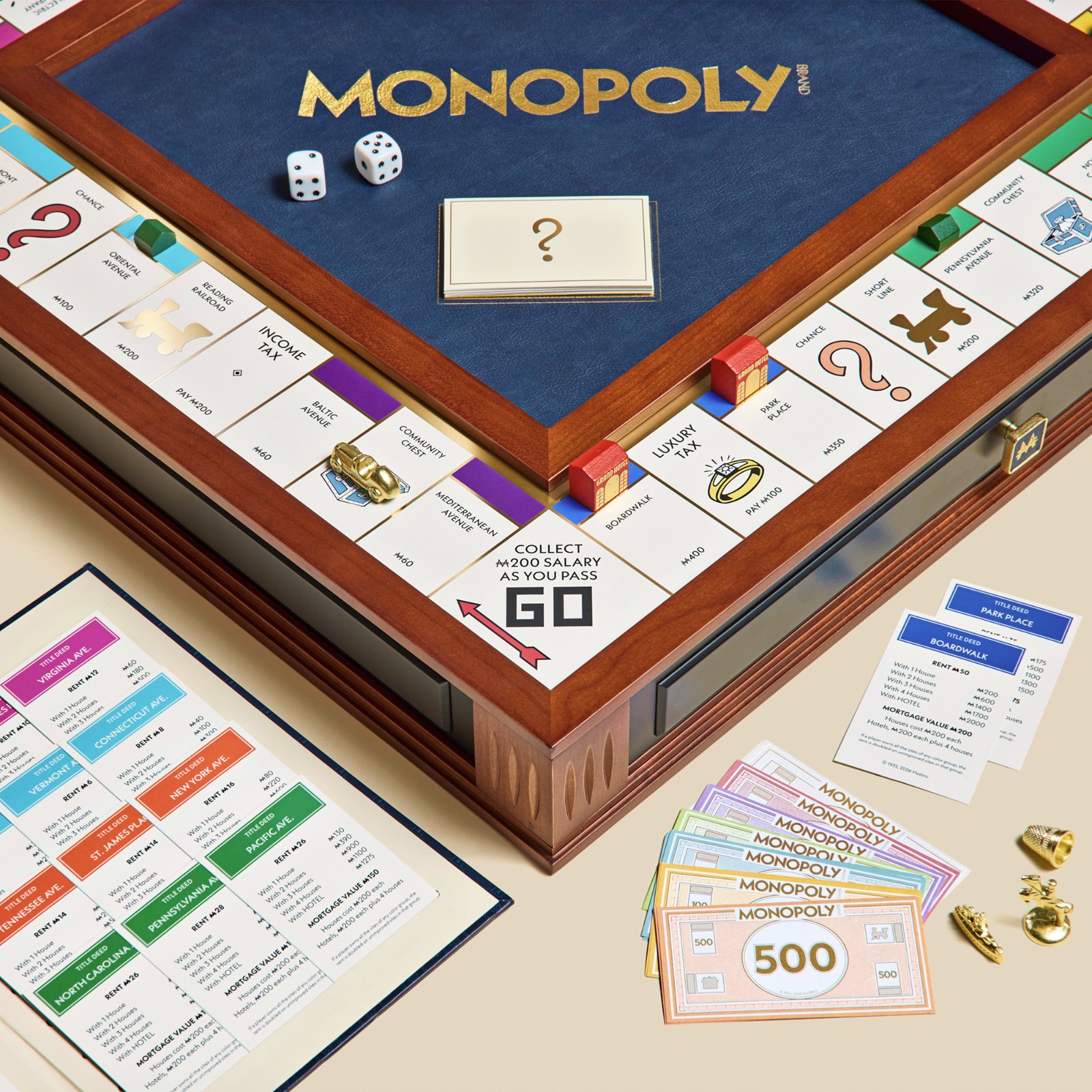 Monopoly Legacy Edition with Deluxe Luxury Wood Cabinet by WS Game Company New