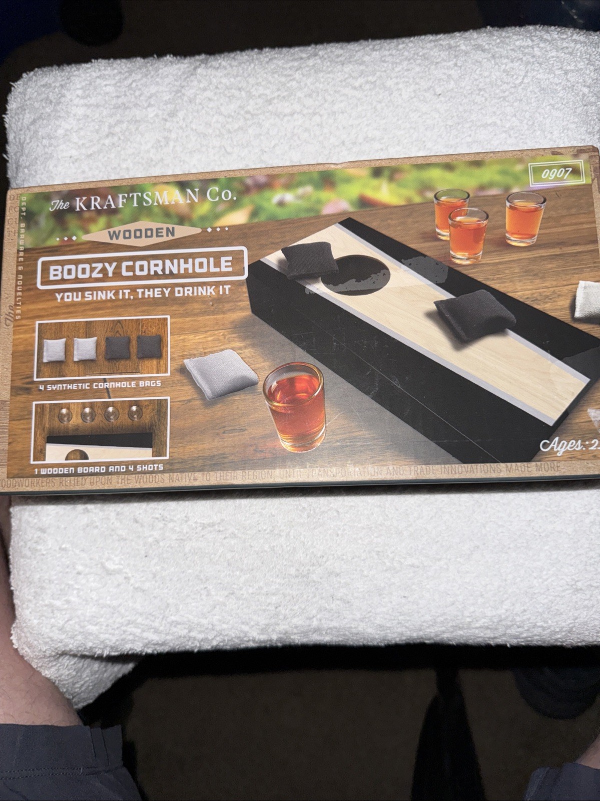 the KRAFTSMAN Co. Boozy Cornhole You Sink It, They Drink It Game