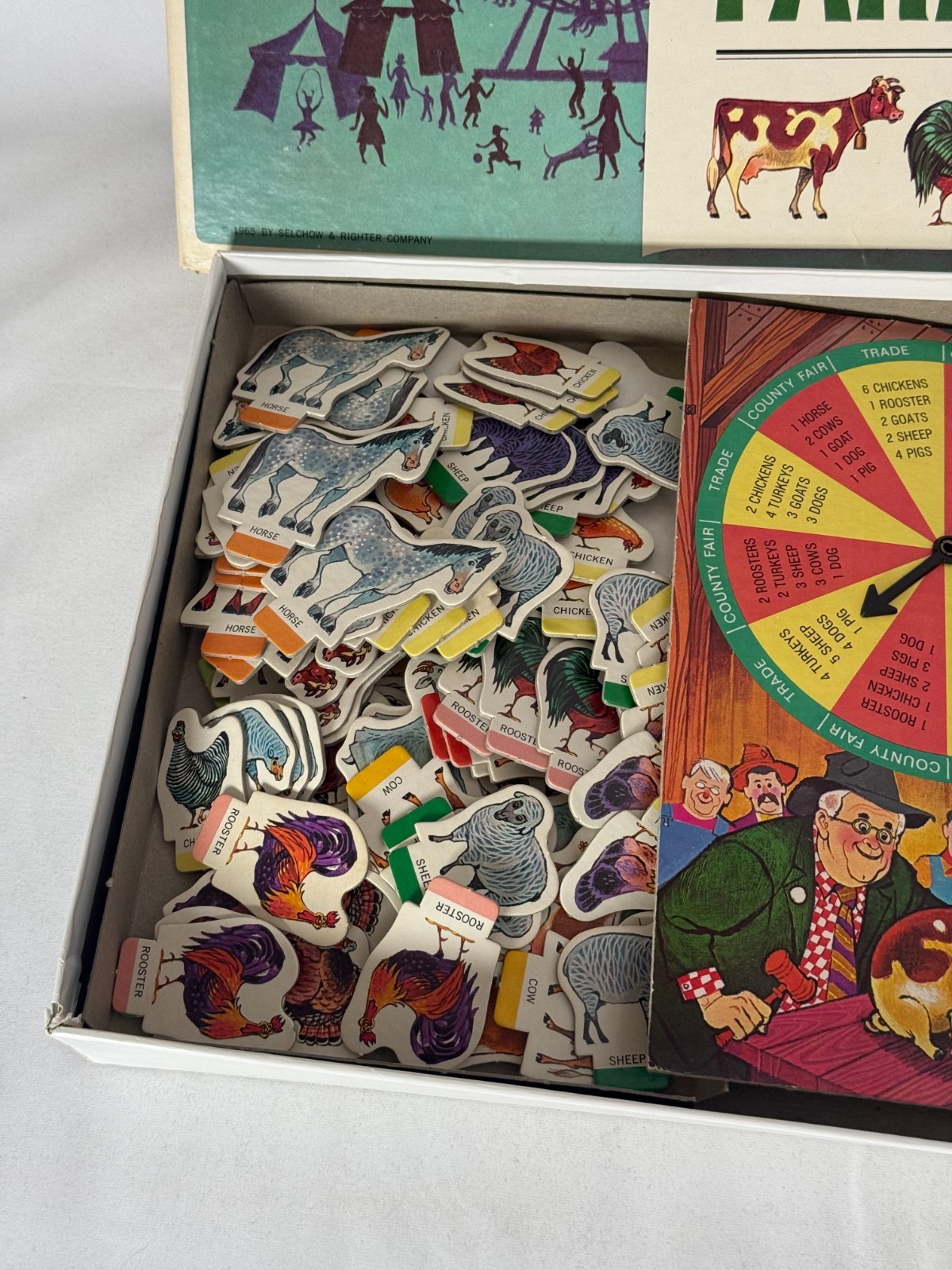 MacDonald’s Farm Board Game Animals Farm Spinner Vtg 1965 County Fair Selchow