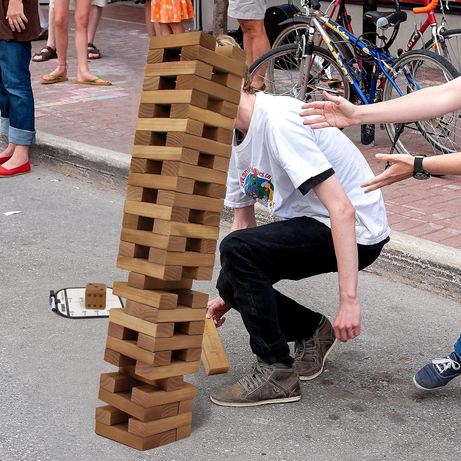 54 Pieces Giant Tumble Tower Blocks Game Giant Wood Stacking Game