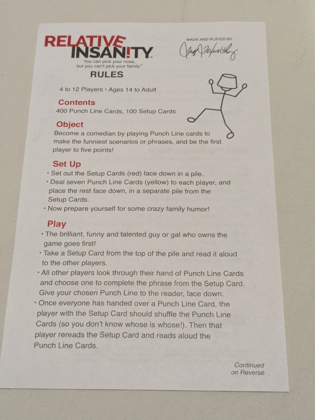 Relative Insanity Party Game – Jeff Foxworthy Original Comedy Card Game NIB