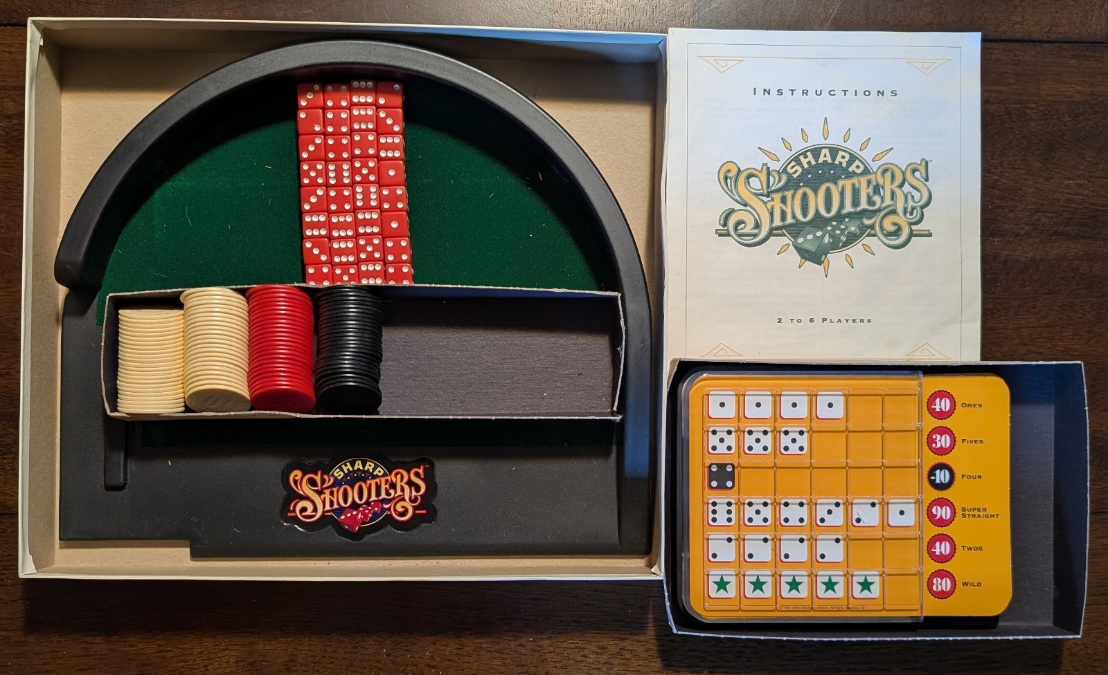 Sharp Shooters Dice Game Vintage Milton Bradley 1994 100% Complete