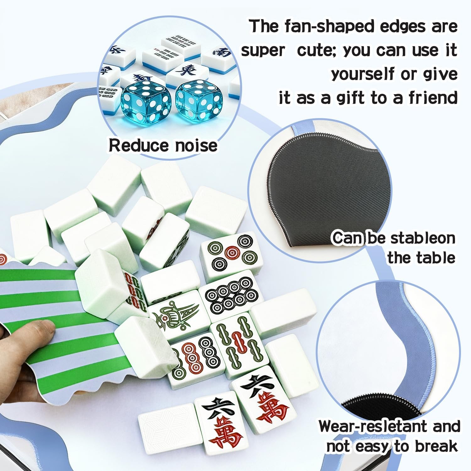 32 Inch Anti Slip Noise Reduction Mahjong Mat Game Table Accessory Mahjong Set