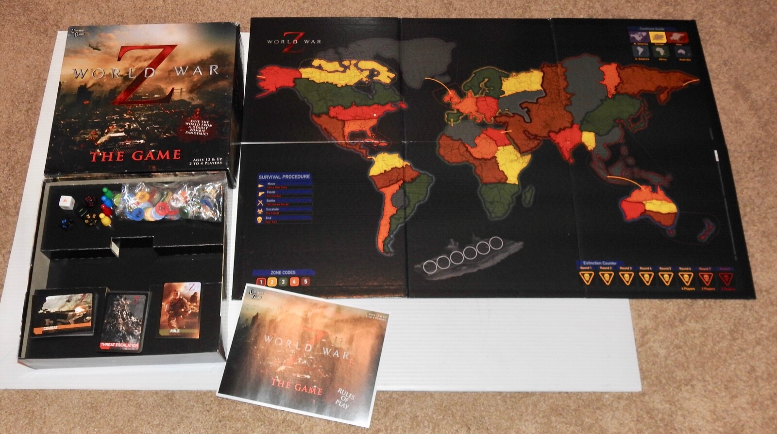 WORLD WAR Z: THE GAME Zombie Apocalypse Movie Board Game 100% Complete
