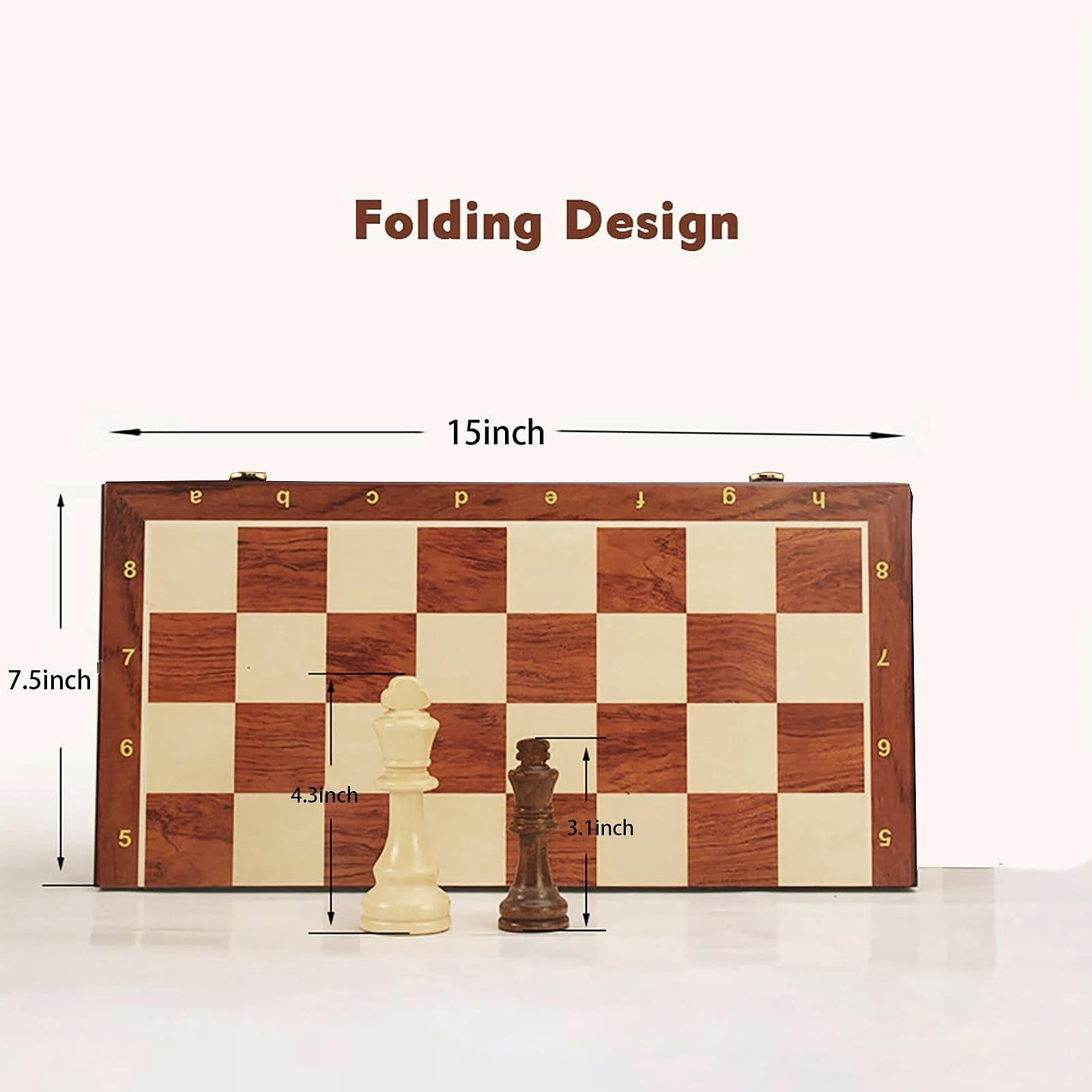 Tournament Walnut Chess Set Folding Storage Board Portable Travel Game 2 Queens