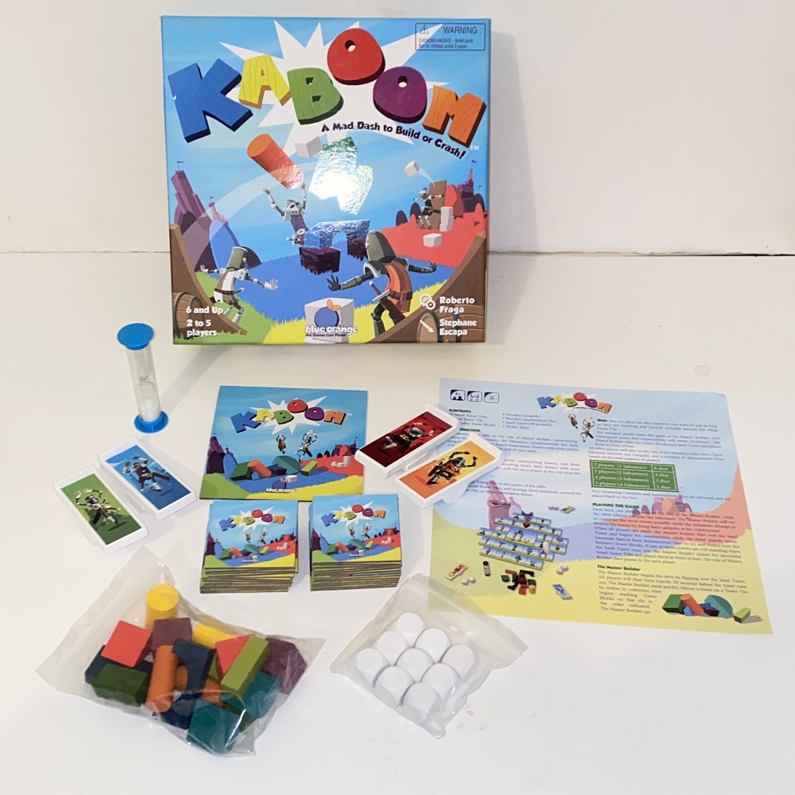 2013 Kaboom A Mad Dash To Build Or Crash Board Game Blue Orange Games Complete
