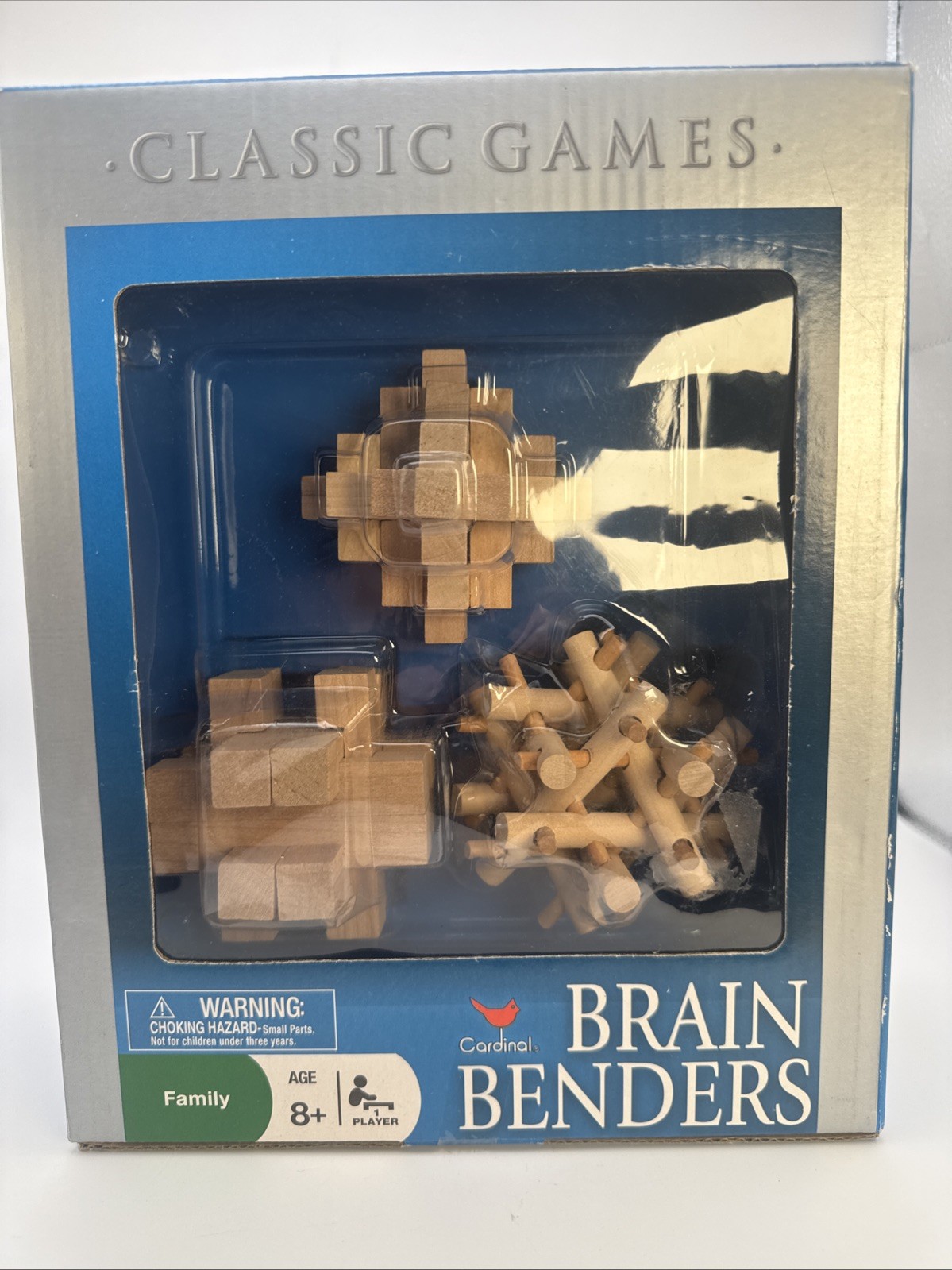 Cardinal Brain Benders Classic Games 3 Wood Puzzles Logic Brain Teaser Age 8+