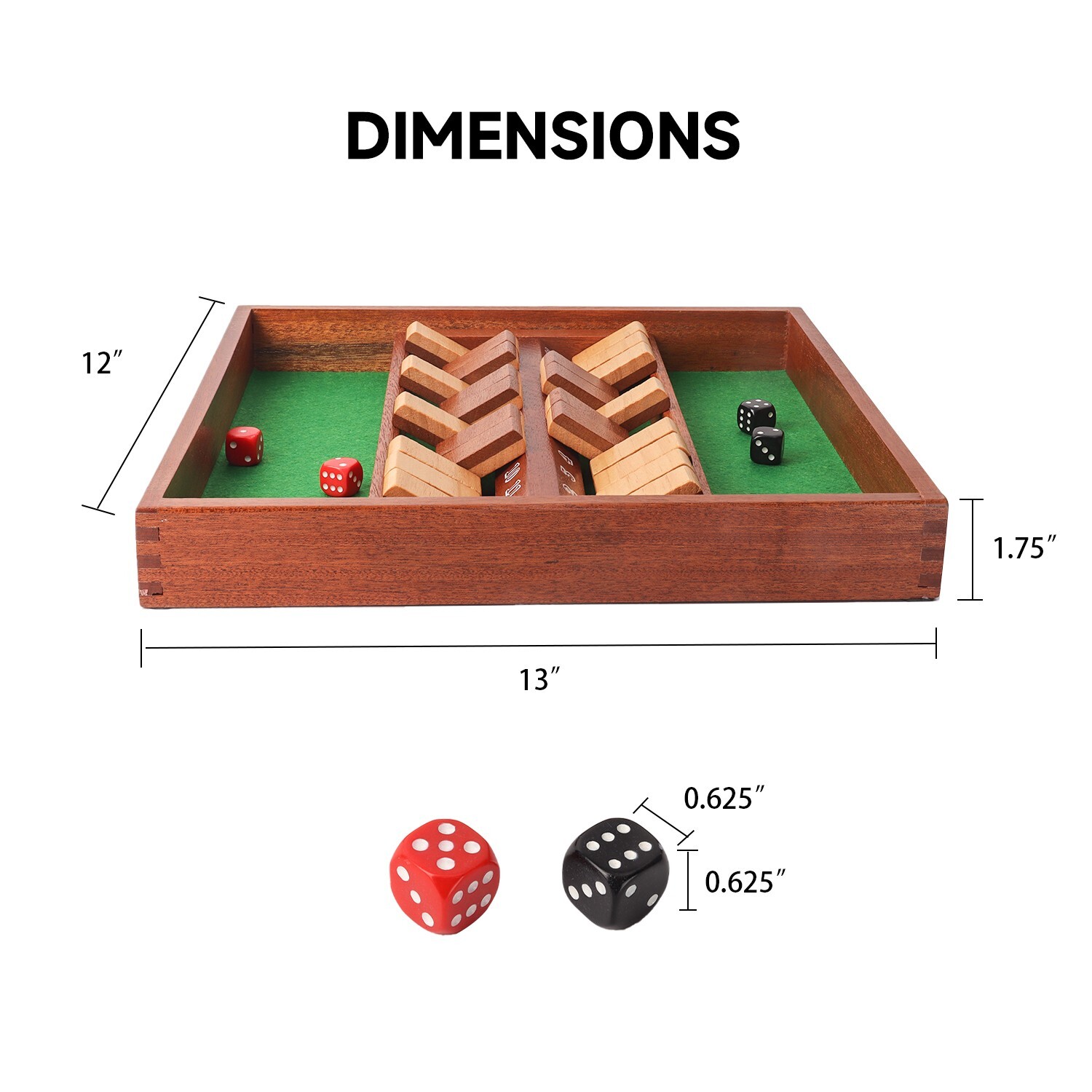 2-Player 12 Number Shut The Box Dice Game. Family Party Porch Pub Bar Board Game