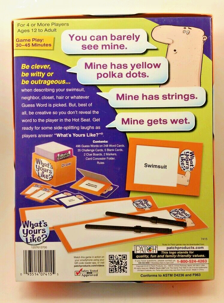 What’s Yours Like? Patch Products Family Party Game Complete Ages 12+