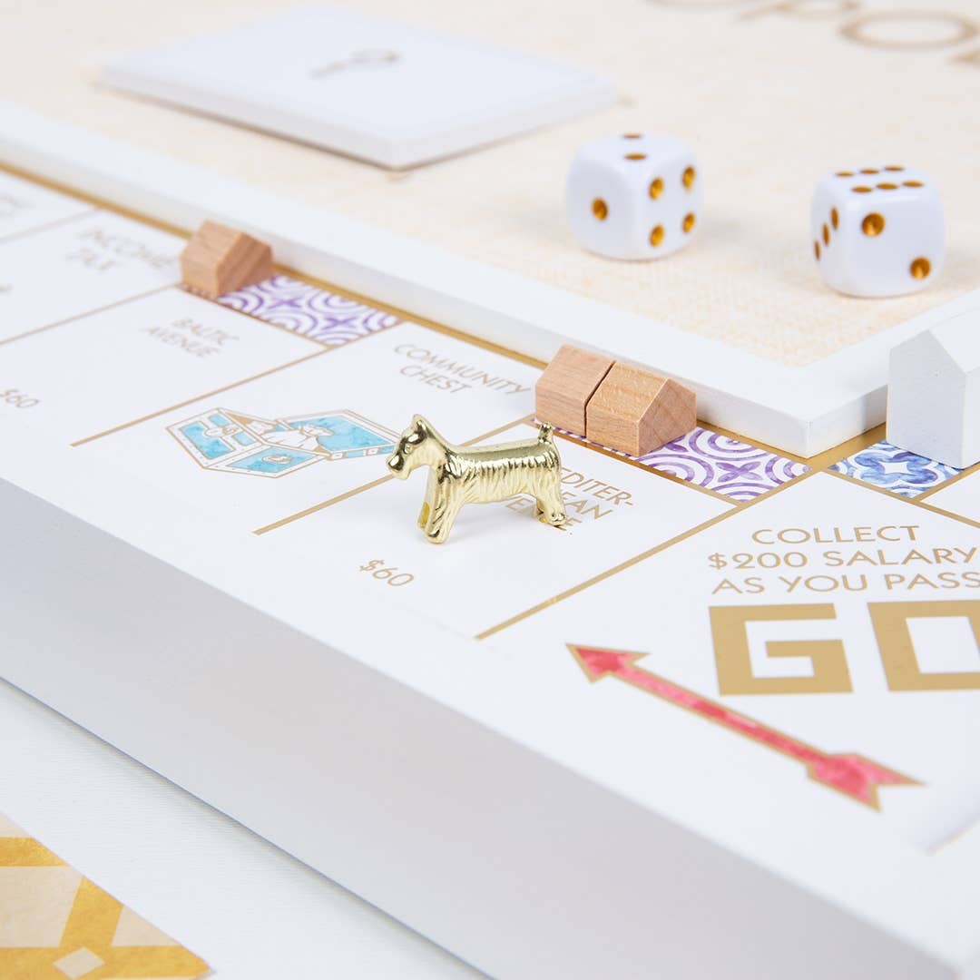 WS Game Company Monopoly Bianco Edition with Foil-Stamped Wood Game Board New