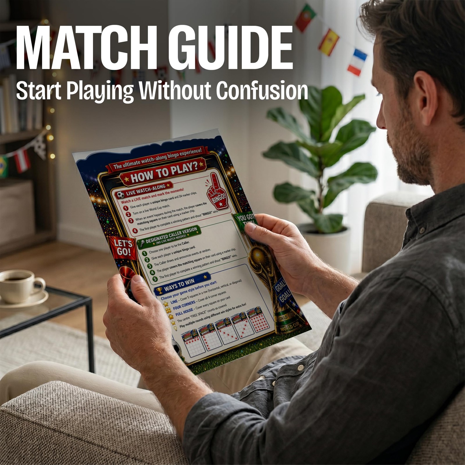 World Cup Watch-Along Bingo Game 24 Players â€“ Soccer Party Game – Live Matc…