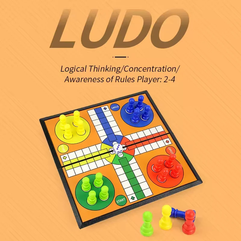 Foldable Ludo Board Game Set Travel Family Party Strategy Toy Interactive Game