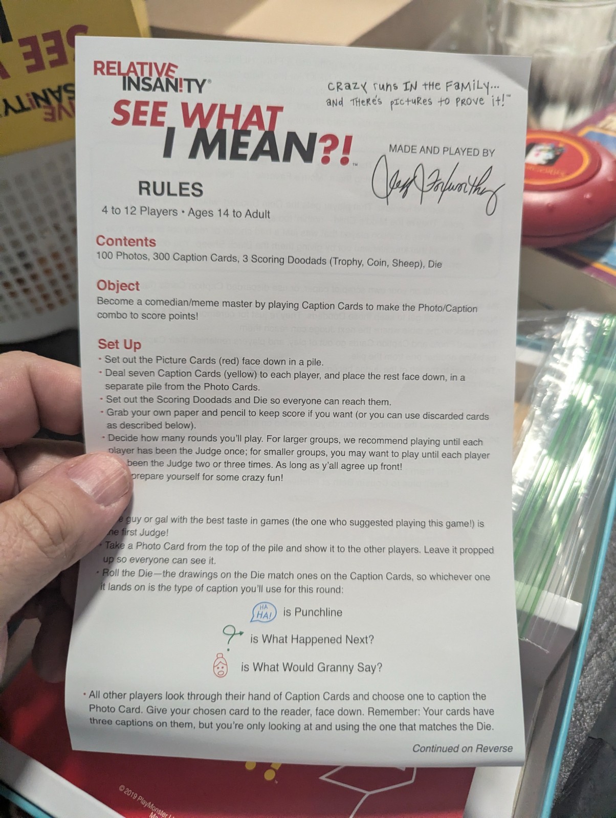RELATIVE INSANITY SEE WHAT I MEAN?! Card Game 100% COMPLETE 2019