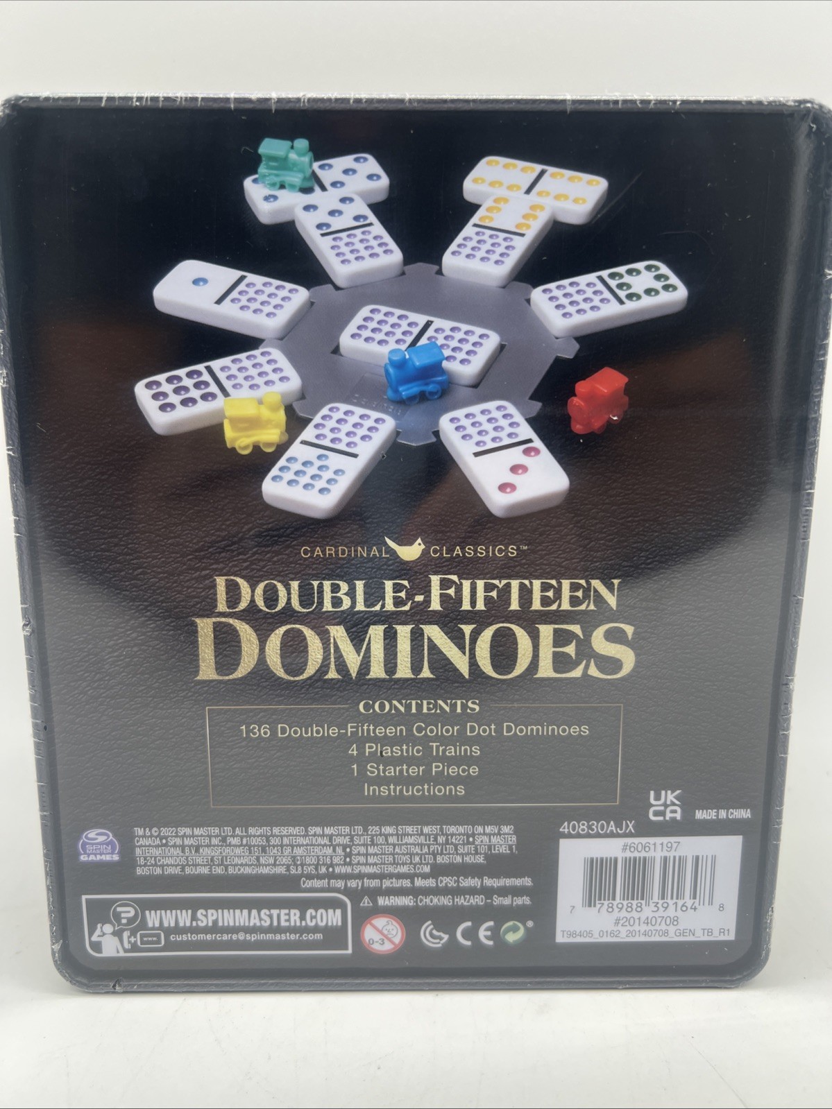 New Spin Master Cardinal Classics Double Fifteen Dominoes Set Color Dots FreeS&H