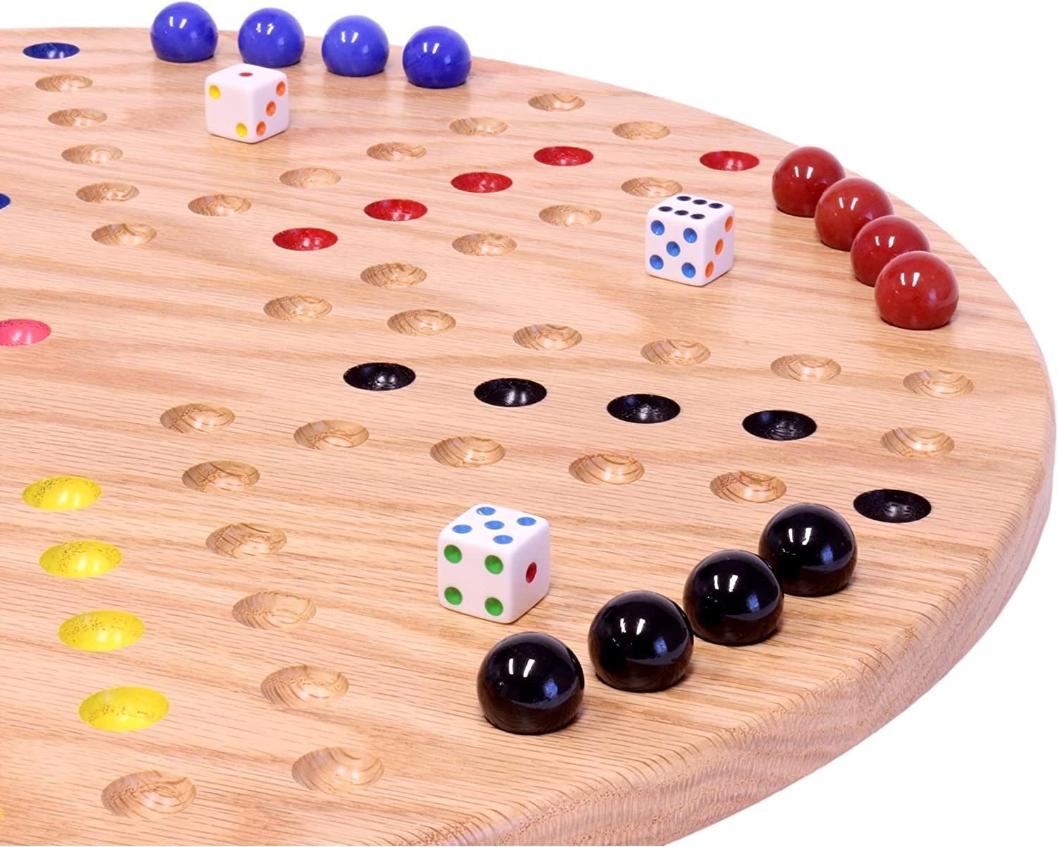 AmishToyBox.com 18″ Round Aggravation (Wahoo) Game Board Set, Solid Oak Wood