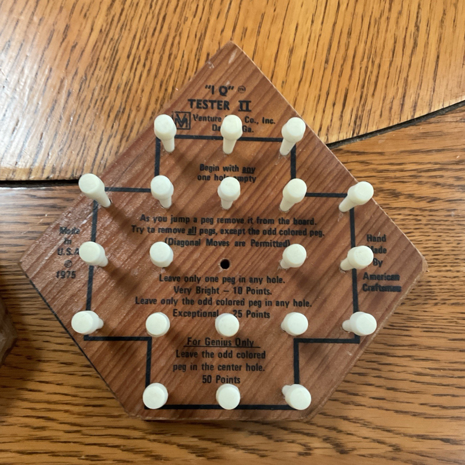 Vintage 2 IQ Tester Wood Peg Brain Teaser Solitaire Game 1975 VENTURE CO 1975