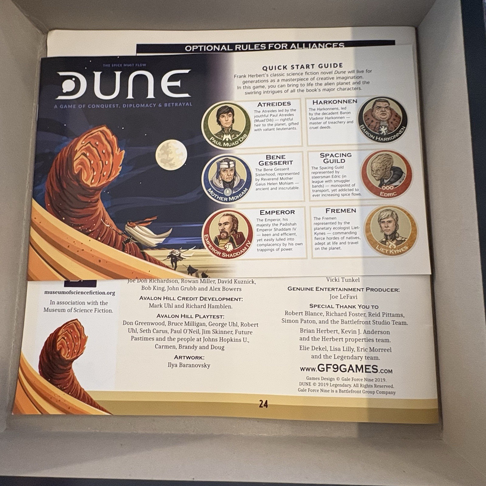Dune Board Game by Jack Kittredge 2019 Untested As Is – Unsure If Complete