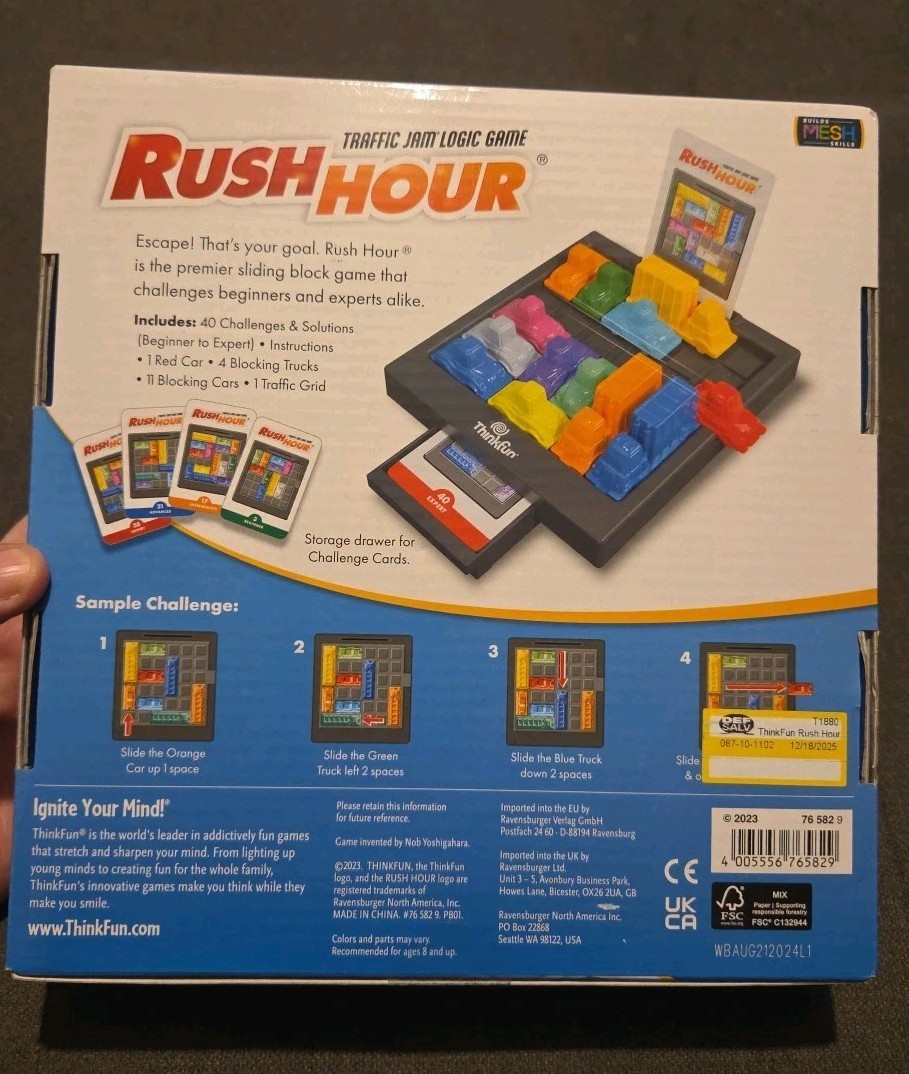ThinkFun Rush Hour Traffic Jam Logic Game – Engaging STEM Toy for Kids Age 8 and