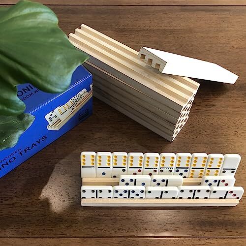 8 Pcs Natural Domino Trays Wooden Domino Racks Wood Domino Holders Domino