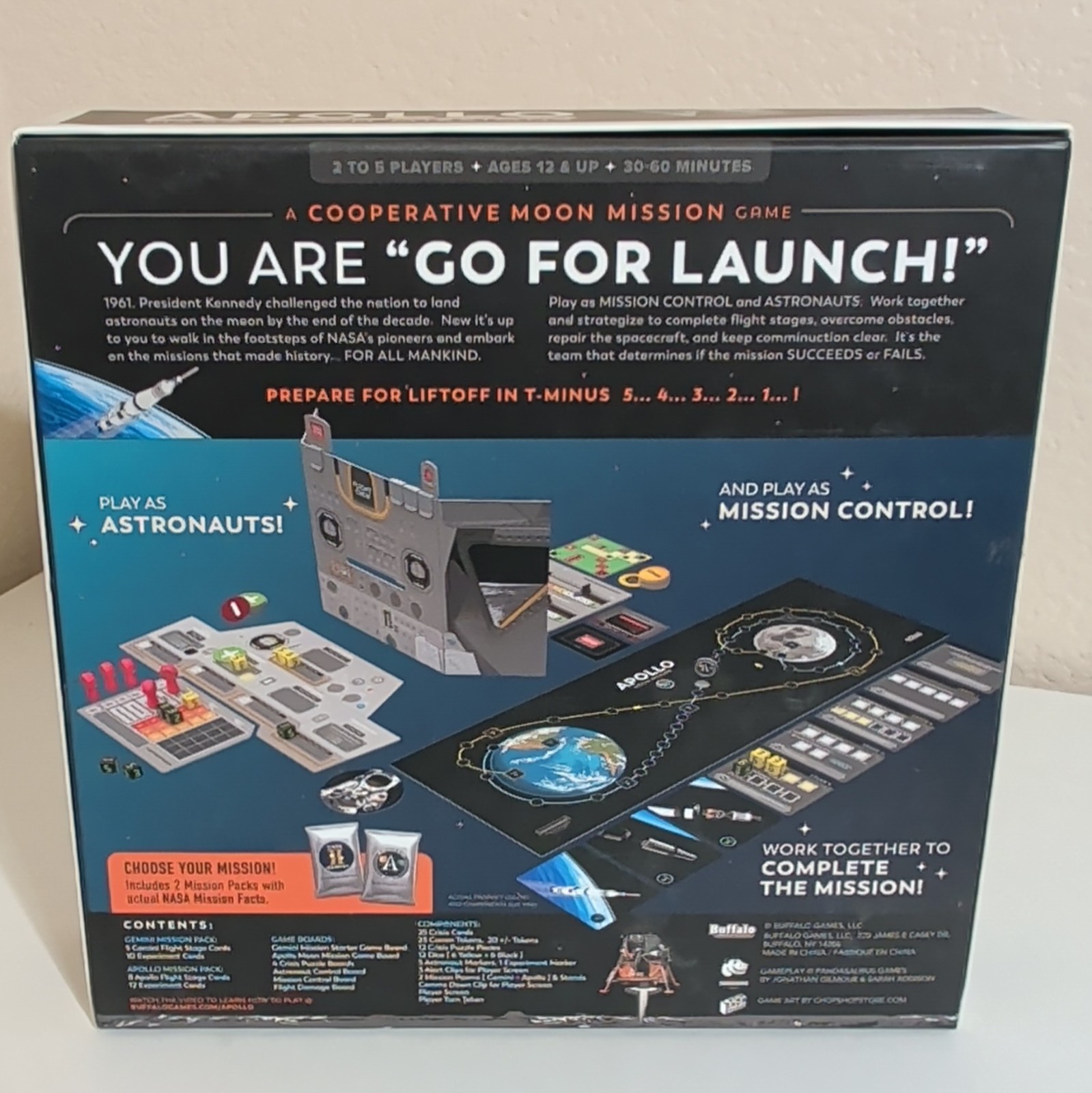 Buffalo Games Apollo NASA Moon Missions Board Game 2+ Players Ages 12+ 30-60mins