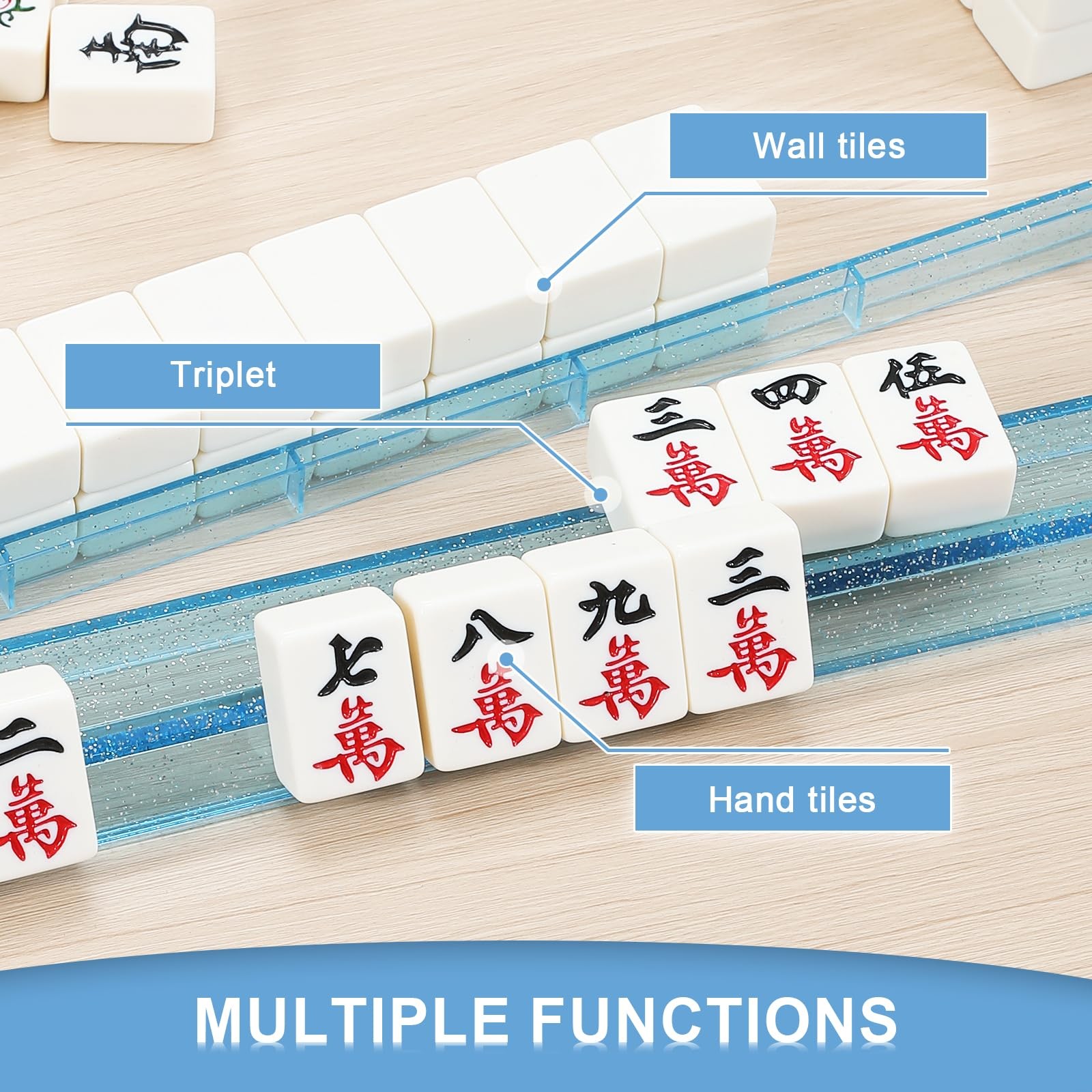 Mahjong Racks with Pushers 4PCS Set Majiang Tile Holder Acrylic Mahjong Racks…