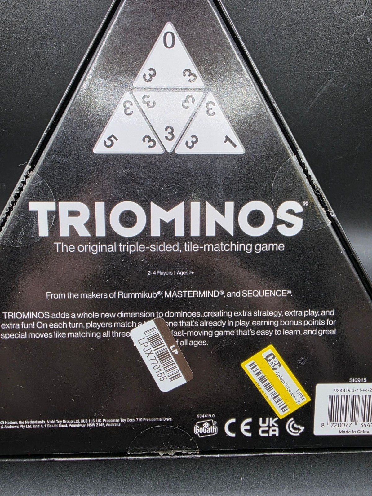 Triominos The Original Triple-Sided Tile-Matching Family Board Game Ages 7+