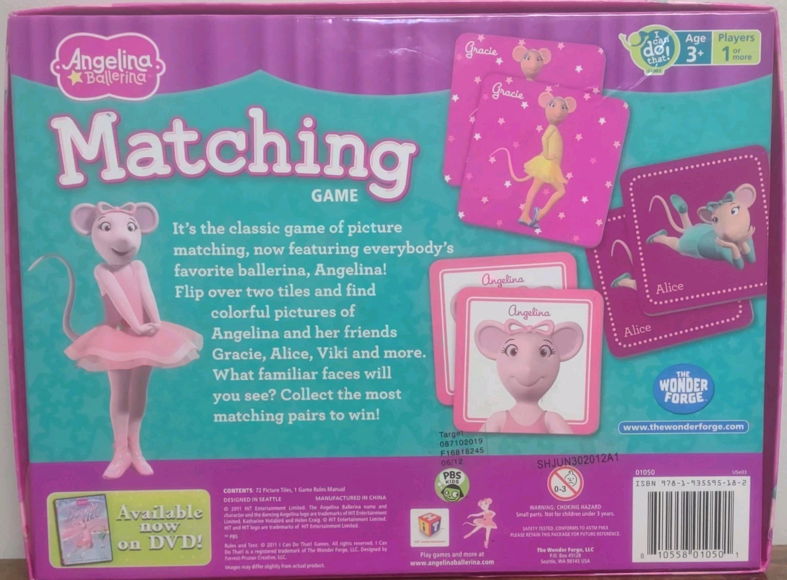 Angelina Ballerina Matching Game The Wonder Forge 2011 Complete