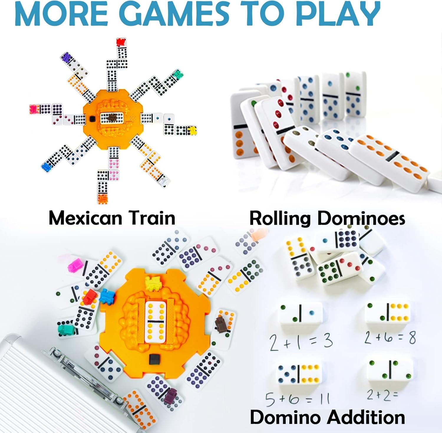 Mexican Train Dominoes Set Double 12 Colorful Dot Pips Real Sound Effect Hub