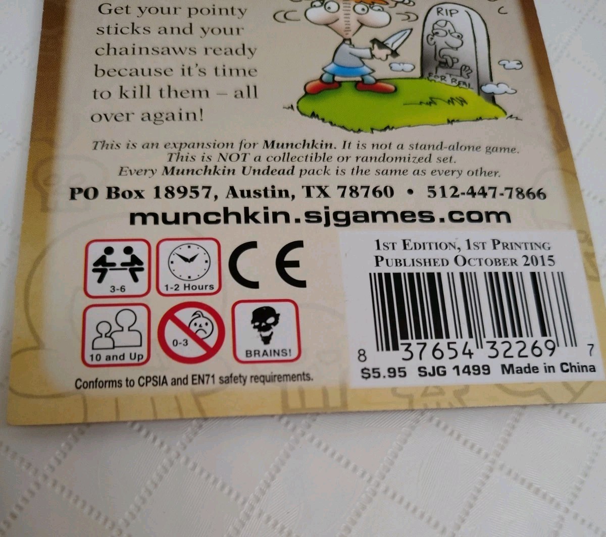 MUNCHKIN UNDEAD Expansion Pack Steve Jackson Games 15 Card Pack 1st Edition 1499
