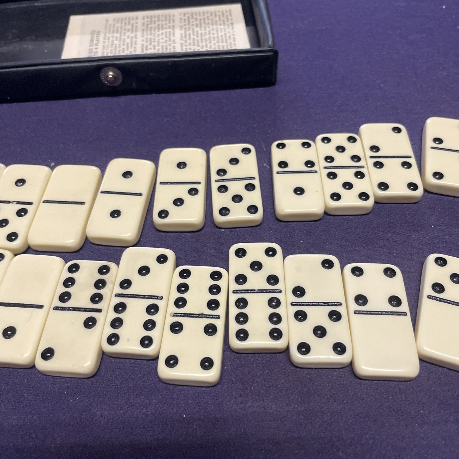 Dominoes Double 6 Six Standard Size Ivory Tile Set Of 28 Pcs Vinyl Case