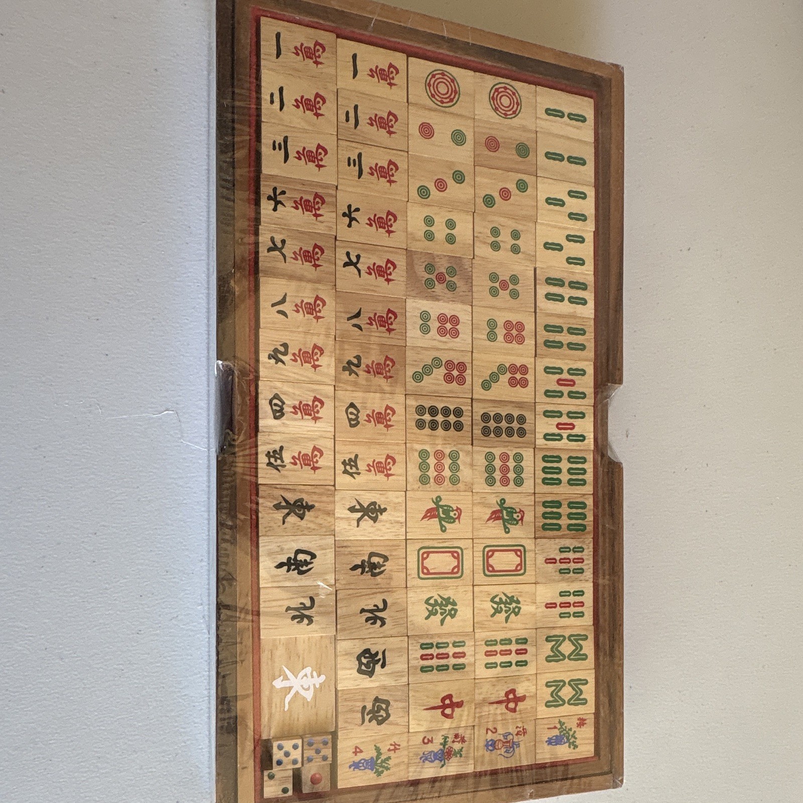 Vintage Thai Wooden Mahjong Set with handcrafted raintree wood tiles