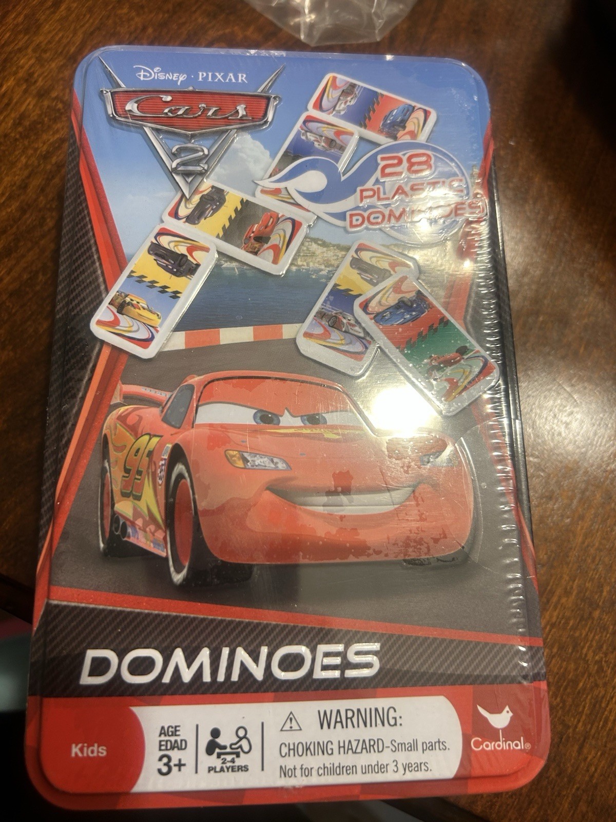 Cardinal Disney Pixar Cars 2 Dominoes Tin Set 28 Plastic Pieces Ages 3+