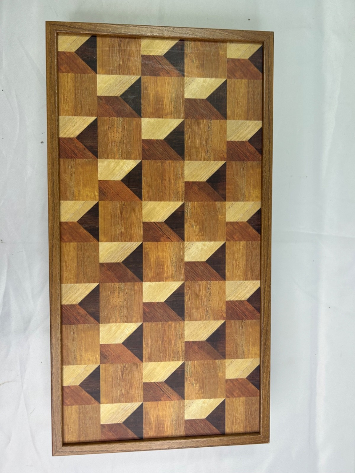 Monopoulos Wooden Backgammon Board Folding Case w/ Clasp & Game Pieces