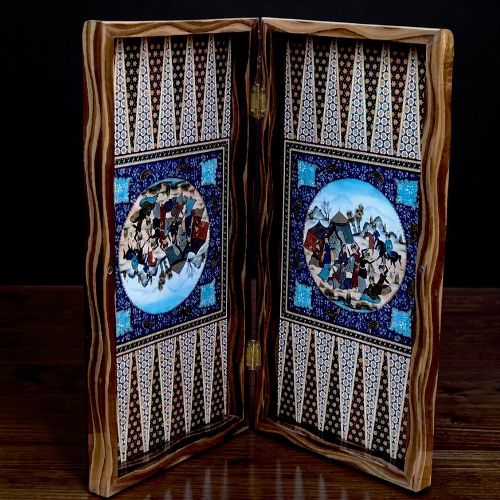 Extra Large Backgammon Set Handmade – Persian Khatam Art Wooden Board 19.6″