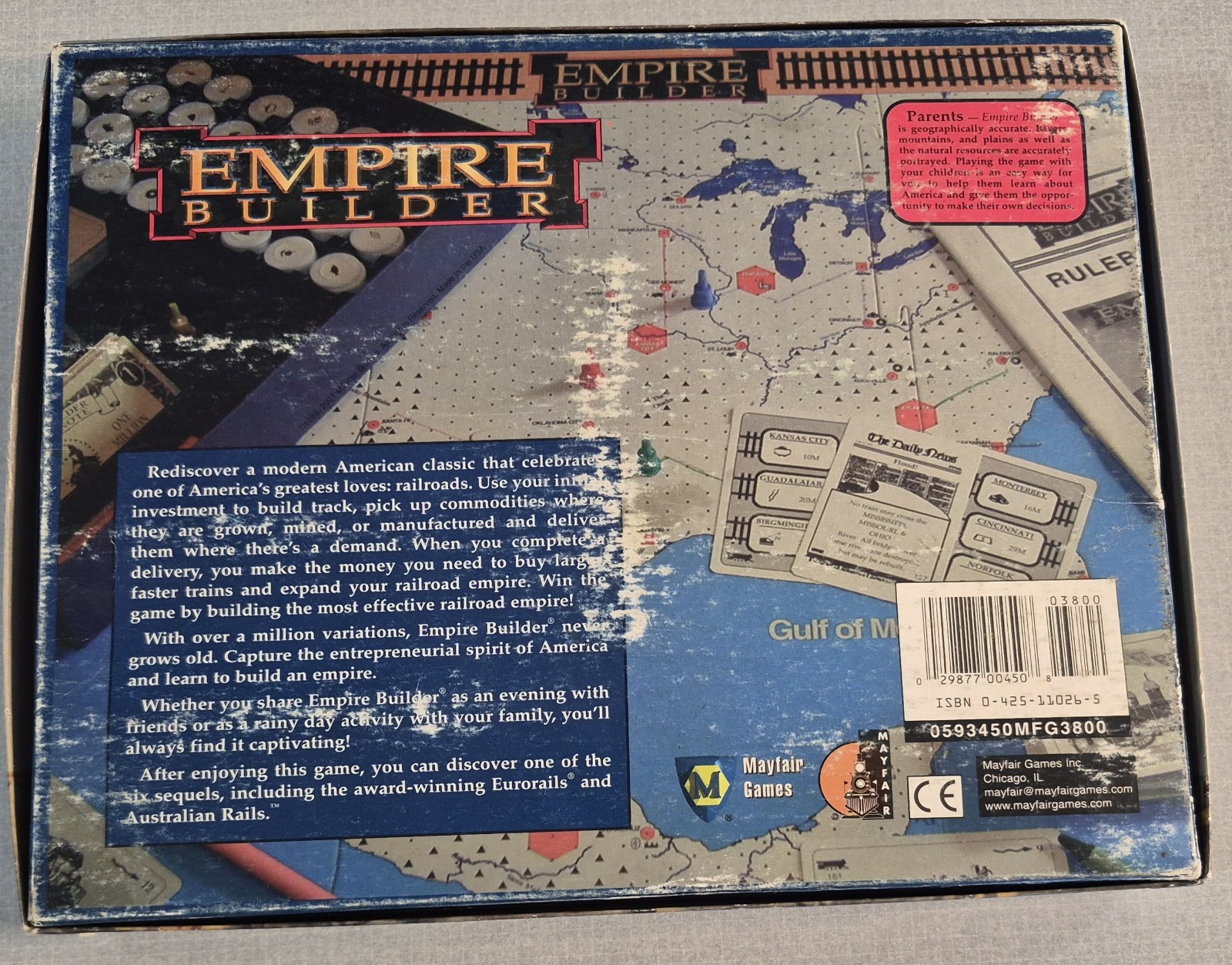 Mayfair Games EMPIRE BUILDER 2001 ED w/Mexico 450 Board Game Railbuilding DAMAGE