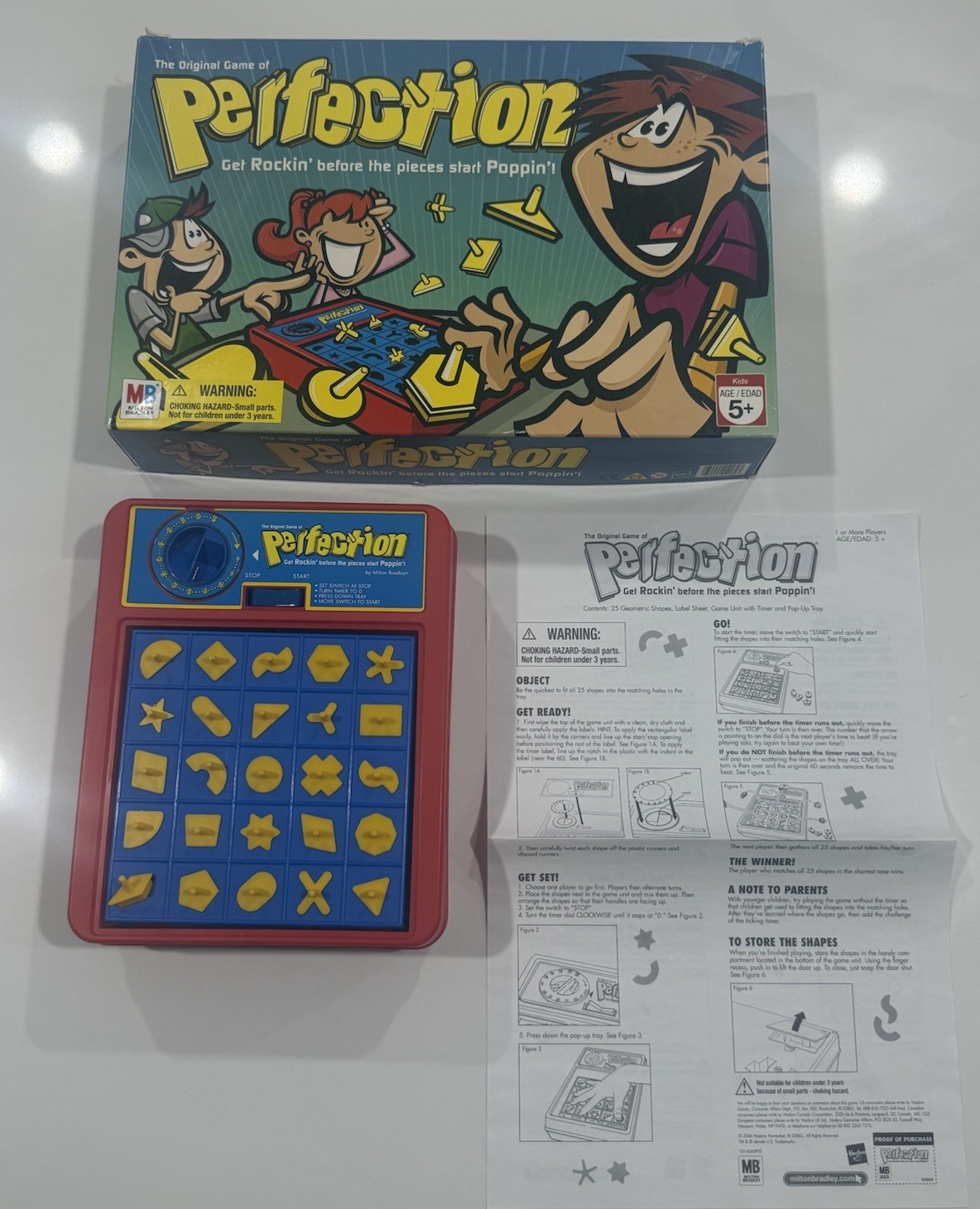 2006 Perfection Board Game Complete Tested Working Hasbro MB w/ Box Instructions