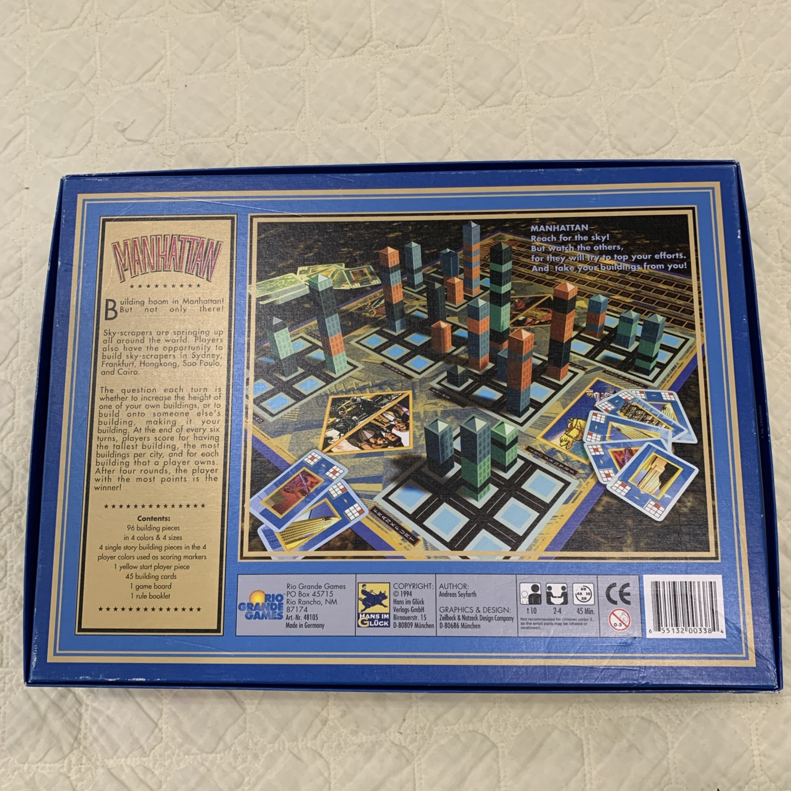 Manhattan Board Game Andreas Seyfarth Rio Grande Games 1994 Award Winner
