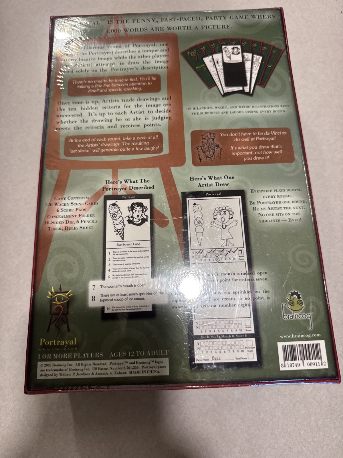 Portrayal Board Game See it Say It Sketch It Score It RARE Braincog 2005 Rare