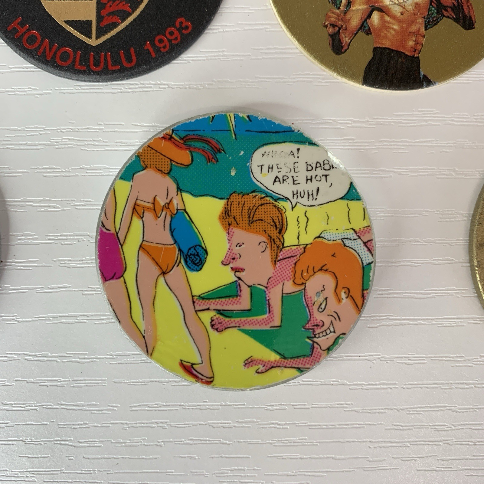 Vintage Pogs Slammers 1992 Beavis Butthead Bruce Lee Porsche Bad Boy Case Xlnt