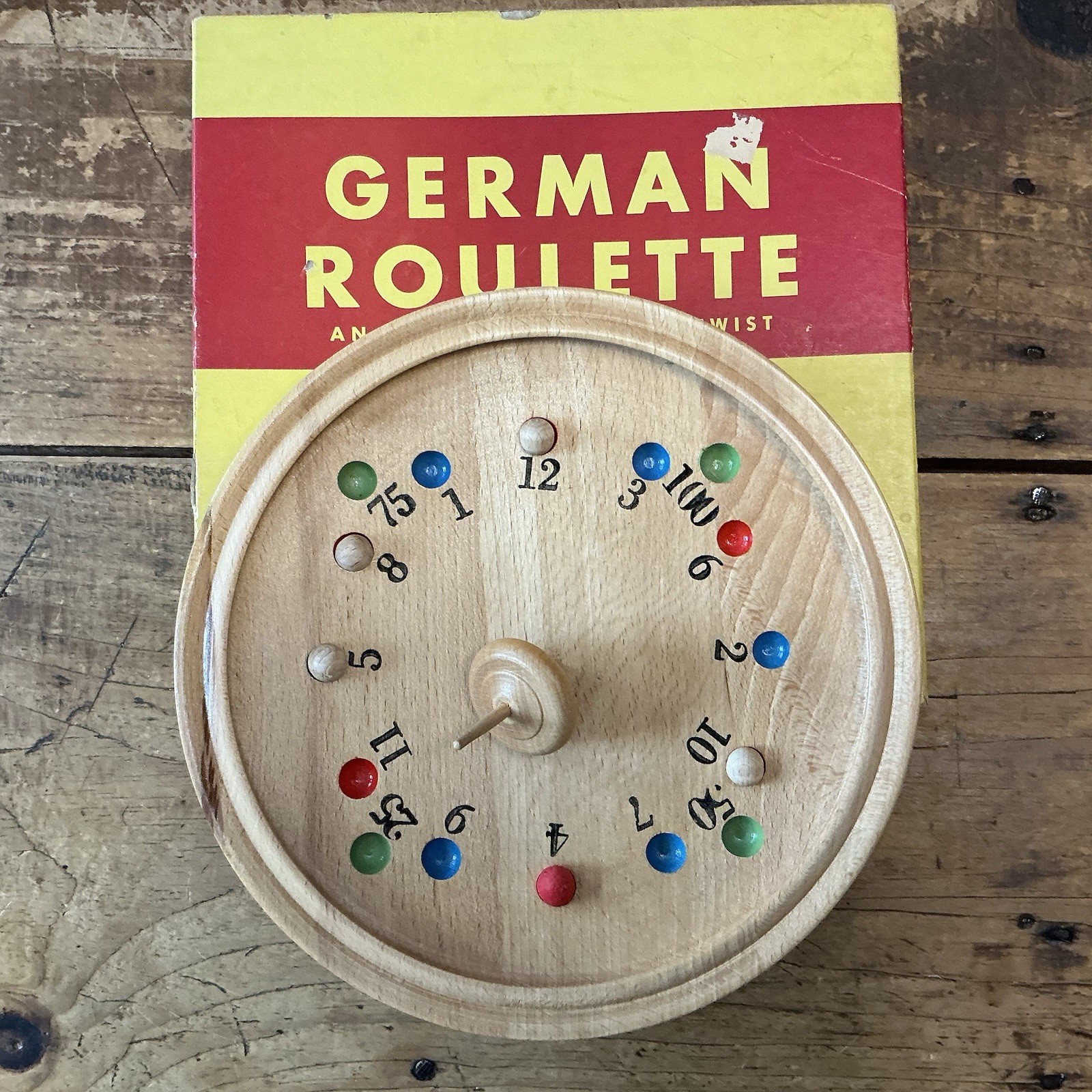 Vintage GERMAN ROULETTE Game No. 605 with Box ‘Made in Germany’ Wooden SPINNER