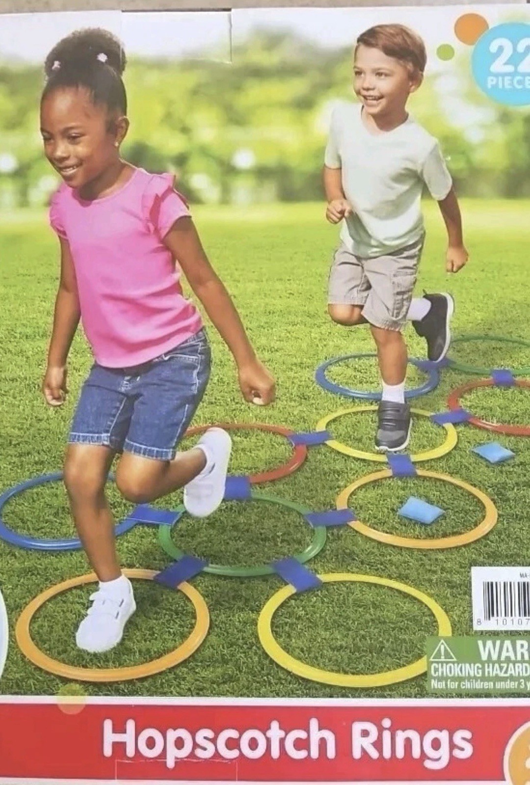Hey! Play! Hopscotch Ring Game-10 Multi-Colored Plastic Rings and 15 Connectors