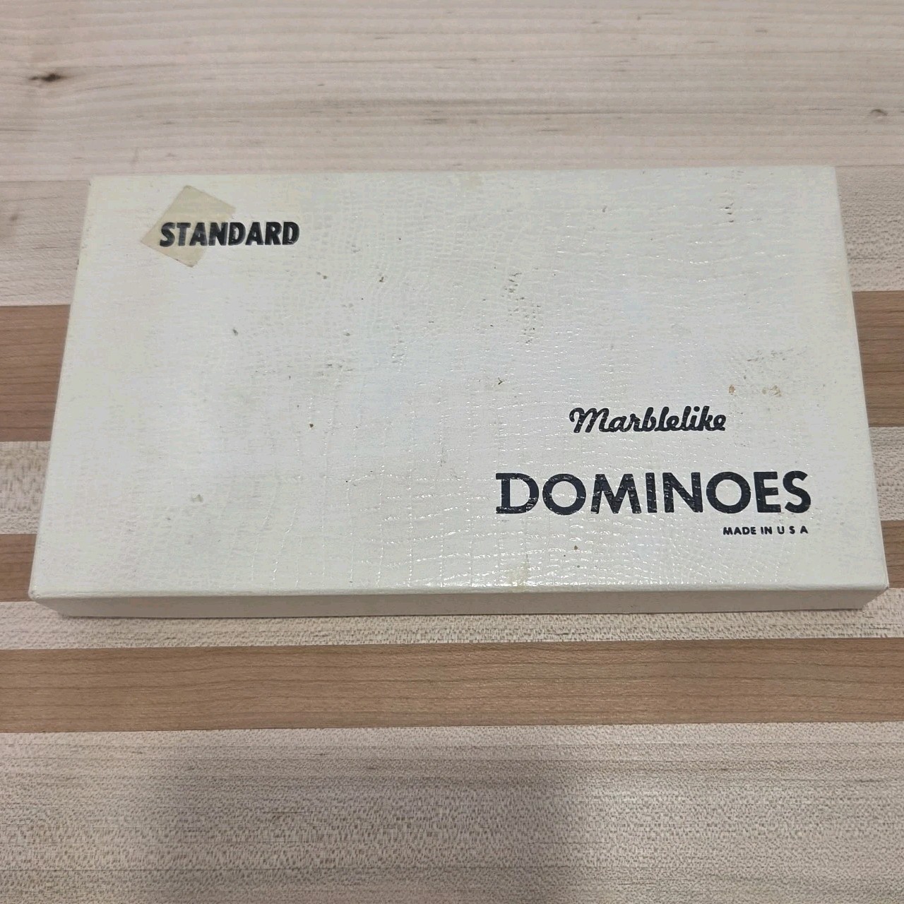 Puremco Marblelike Dominoes White Standard Double 6 WATERMELON No 616 Vintage